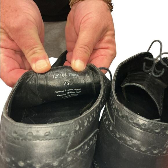 Joseph Abboud "Chase" Black Leather Cap Toe Brogue Oxford Shoes 11.5 - Picture 9 of 14